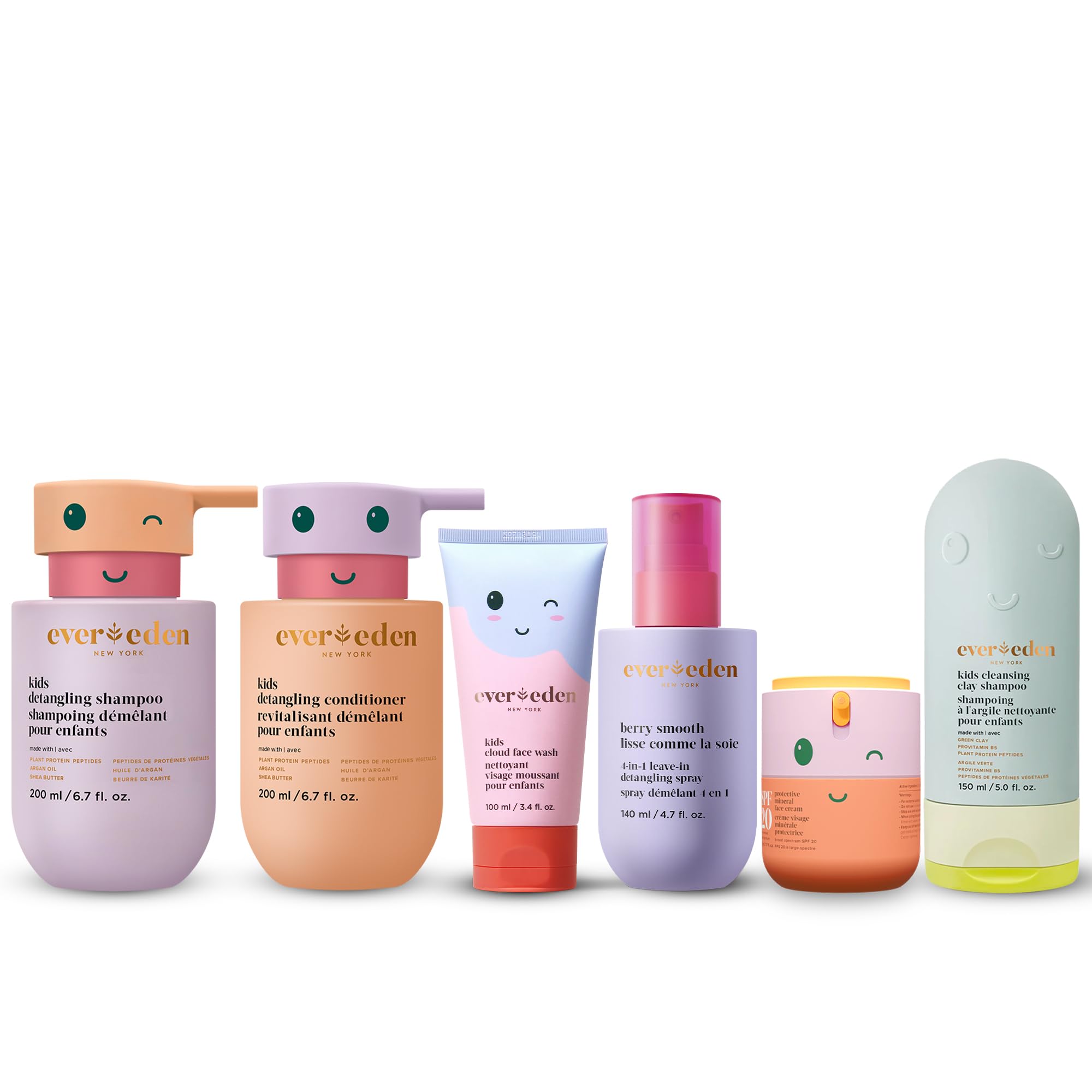 Evereden Kids Haircare & Skincare Set: Detangling Shampoo & Conditioner, After Swim Shampoo, Detangling Spray, Cloud Face Wash & SPF 20 Mineral Cream - Clean, Vegan, Non-Toxic for Kids Ages 3+ | Perfect for Daily Bath Time, Swimming & Outdoor Activities