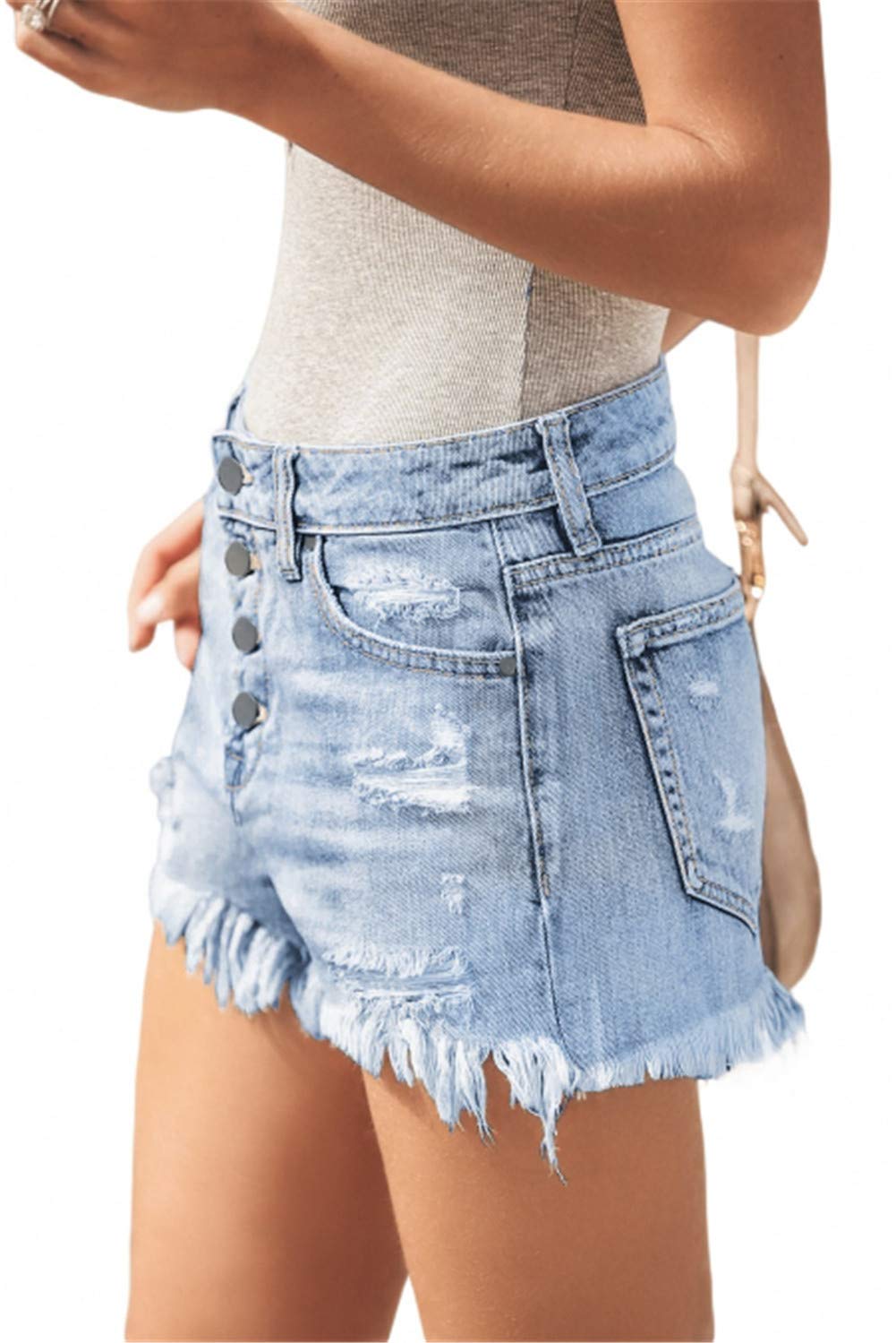 MODARANI Women's Distressed Ripped Denim Shorts - High Waisted Cut Off Jean Shorts for Summer | Perfect for Beach, Casual Outfits & Music Festivals