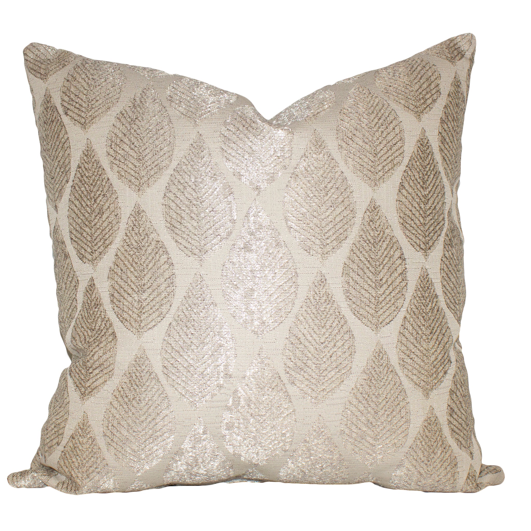 Metallic Leaves Decorative Throw Pillow Covers - Luxury Shimmering Leaf Design for Sofa, Bed, Couch - Home Decor Accent for Living Room, Bedroom, Dorm