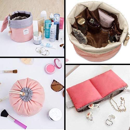 DREWIT STAR Premium Round Toiletry Bag for Women & Girls - Barrel Shaped Cosmetic Pouch, Travel Makeup Organizer (Multiple Colors) | Perfect for Travel, Gym, Beach & Daily Essentials Storage