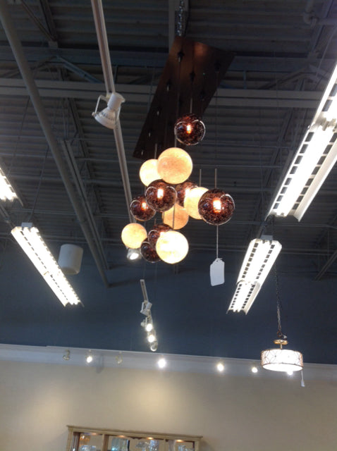 Ambra & Latte Italian Glass Chandelier with 14 Bulbs - Elegant Dining Room & Living Room Lighting Fixture