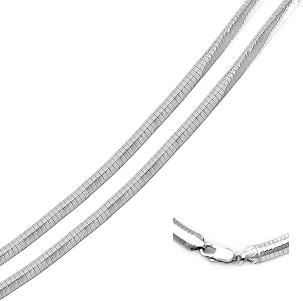 Verona Jewelers 925 Sterling Silver Italian Flat Omega Chain Necklace - 2MM 3MM 4MM 6MM 8MM Width Options | Flexible Cubetto Wire Design | 16 18 20 Inch Lengths | Perfect for Layering, Gift Giving & Everyday Elegance