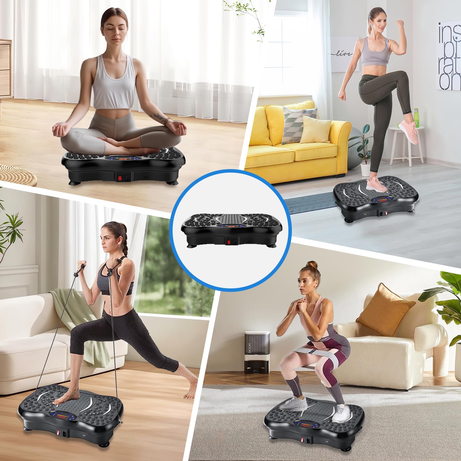 **Vibration Plate Exercise Machine for Weight Loss & Lymphatic Drainage - Adjustable Speed Whole Body Workout Equipment with Resistance Bands - Compact Vibration Platform for Home Gym & Fitness Training**    *(Perfect for Home Workouts, Toning Muscles, Improving Circulation & Relaxation After Exercise)*