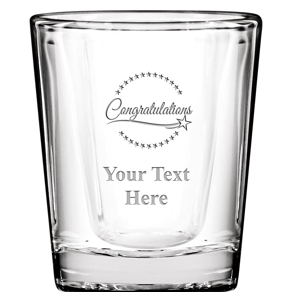 Personalized Congratulations Shot Glasses - 2 oz Custom Laser Engraved Barware Gift Set for Graduation, Promotion & Celebrations - Prime Eligible