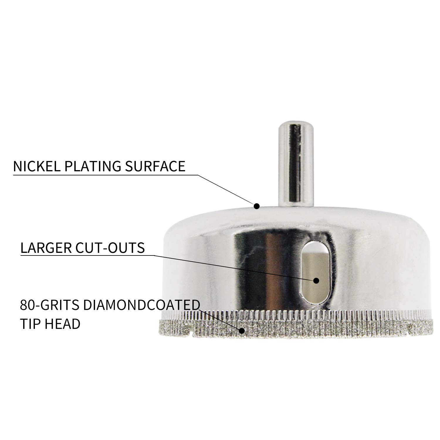LAIWEI Diamond Hole Saw Drill Bit Set for Glass, Porcelain, Granite, Marble & Ceramic - 2-3/4
