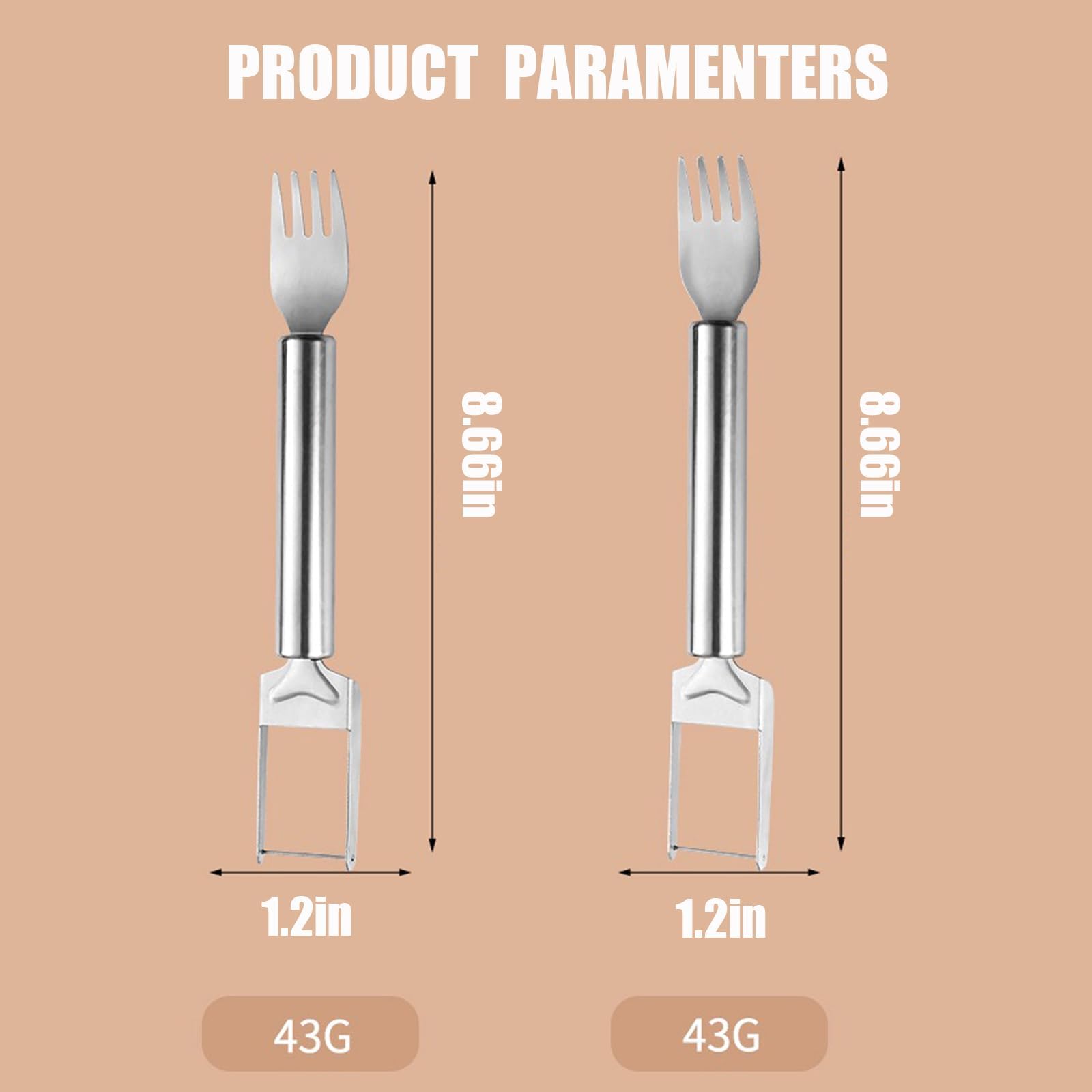 2Pcs 2024 New Stainless Steel Watermelon Cutter & Slicer - 2-in-1 Dual Head Fruit Knife & Fork for Watermelon, Melon, Pineapple - Summer BBQ, Picnic, Party Essential Kitchen Tool (Silver)