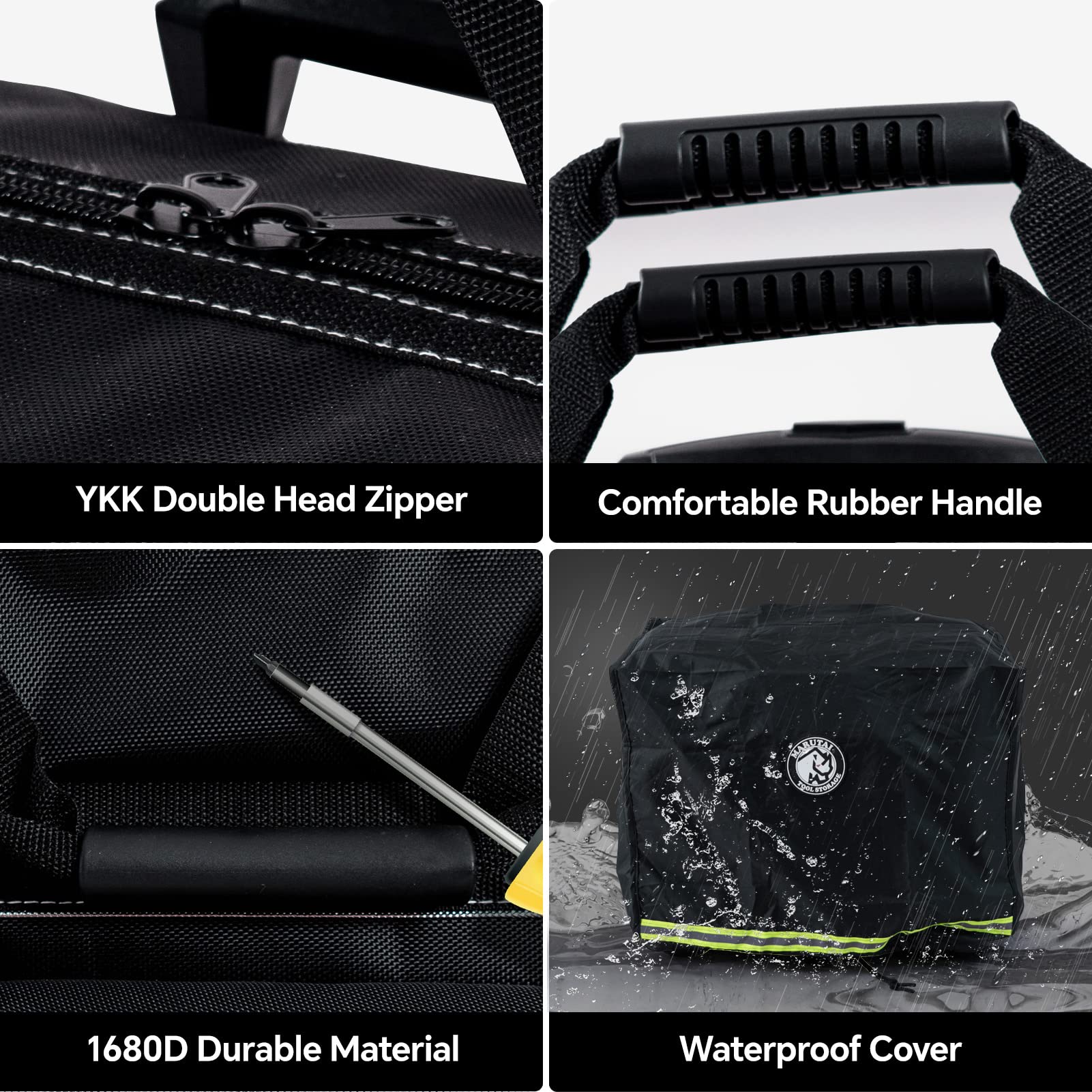 MARUTAI 18-Inch Rolling Tool Bag - Waterproof Wheeled Tool Storage Organizer with Handle | Portable Tote for Electricians, Construction Workers & DIY Enthusiasts | Ideal for Job Sites, Home Repairs & Workshop Organization (Men & Women)