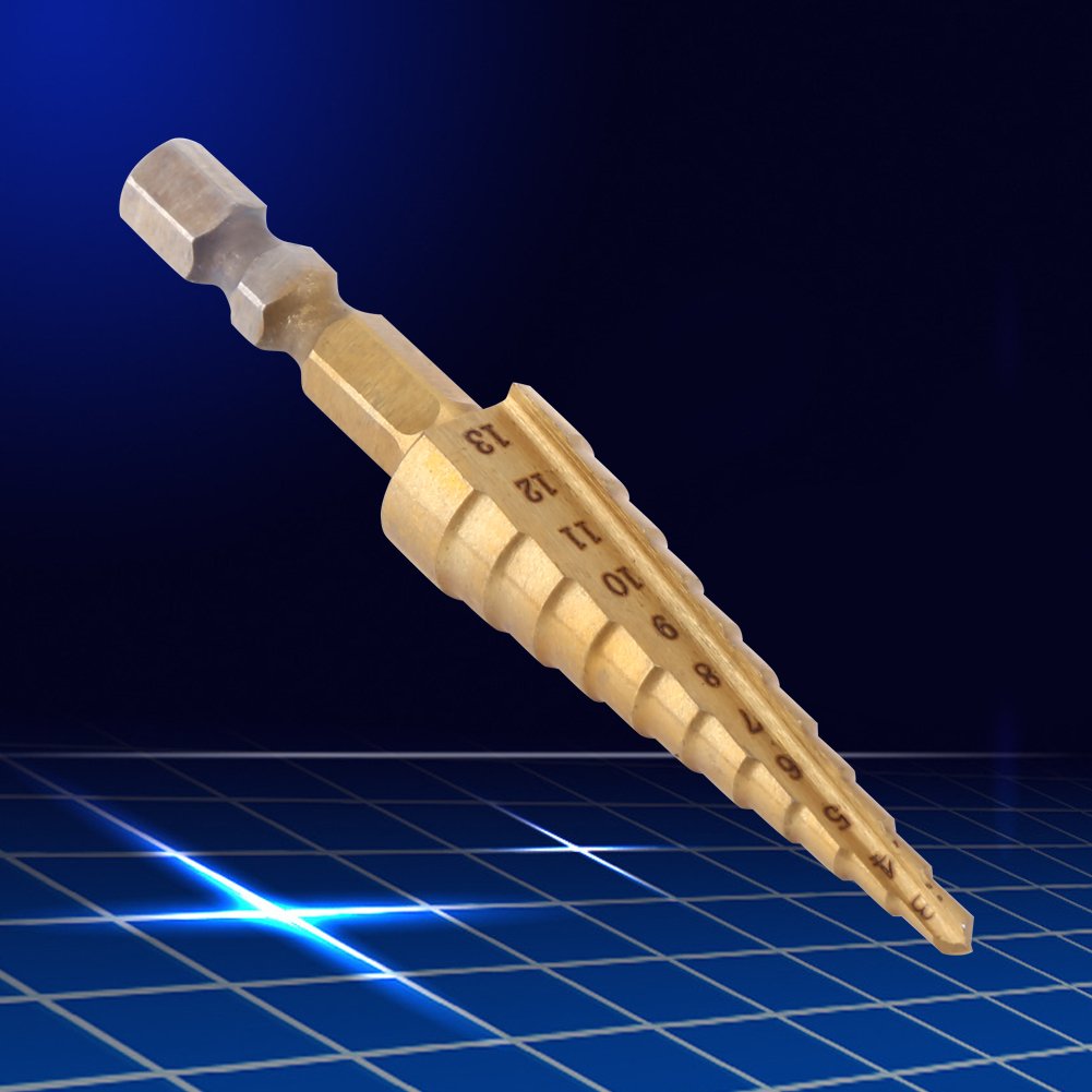 High Speed Steel Step Drill Bit 3-13mm with Titanium Coating - Multi-Purpose Cone Drill for Wood, Metal & Plastic - Perfect for DIY Projects, Home Repairs & Professional Metalworking