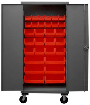 30 Bin Mobile Cabinet MBC-30-12R with 12 Color Options - Heavy Duty Rolling Storage Organizer for Tools, Crafts & Office Supplies | Perfect for Workshops, Garages & Home Organization