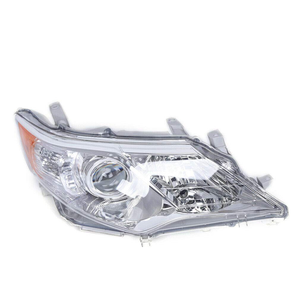 2012-2014 Toyota Camry Right Passenger Side Headlight Assembly - Chrome Projector Headlamp Replacement (Part# 8115006470, 8111006470) | Perfect for Night Driving & Foggy Conditions