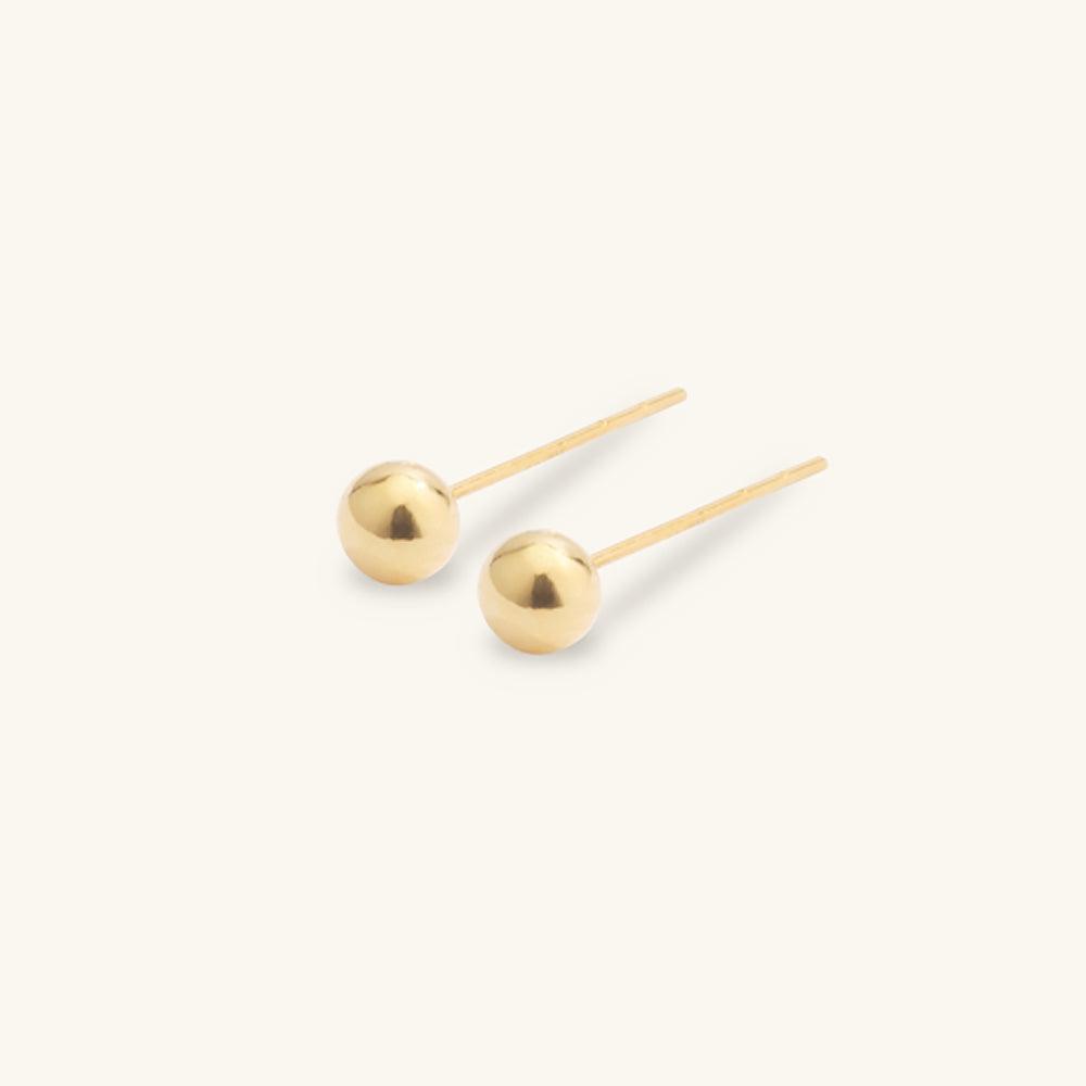 Shining Gold Ball Stud Earrings for Women - 14K Gold Plated Hypoallergenic Earrings - Minimalist Jewelry Gift for Birthday, Anniversary & Valentine's Day - Perfect for Daily Wear, Office & Special Occasions