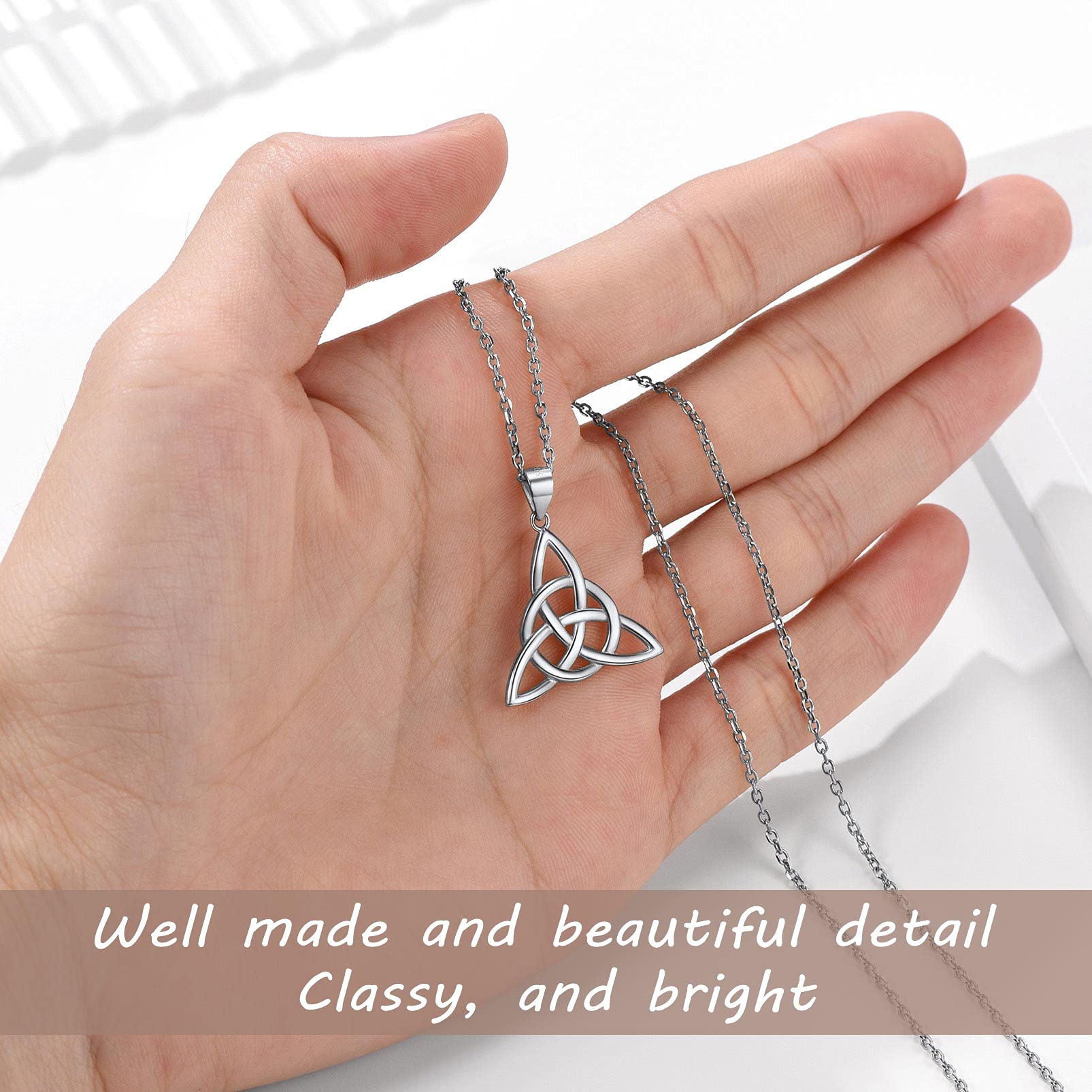 Celtic Love Knot Necklace for Women - 925 Sterling Silver Irish Jewelry, Adjustable 18-20