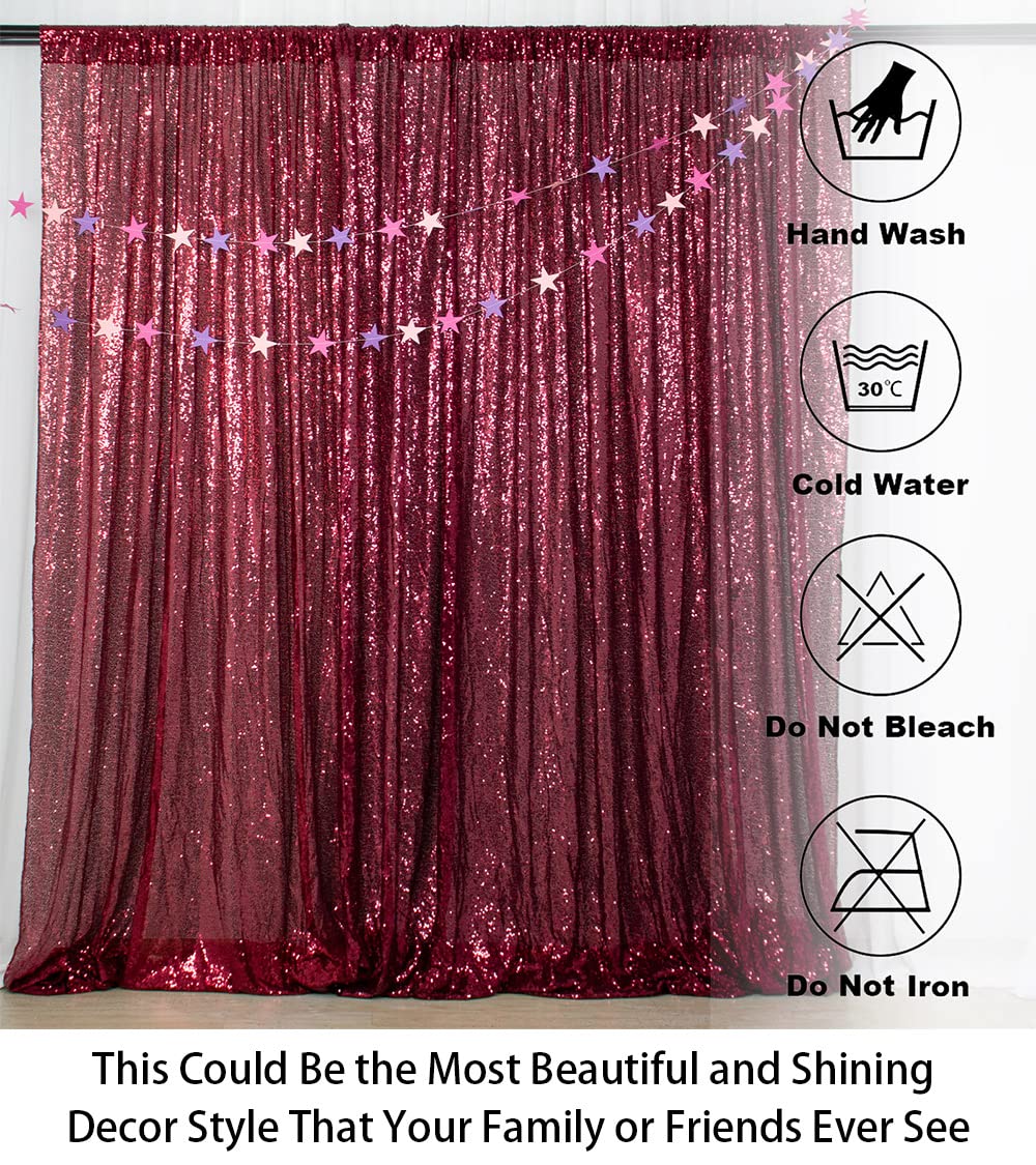 6x8ft Burgundy Sequin Sparkle Backdrop - Elegant Glitter Photo Booth Curtain for Weddings, Bridal Showers, Christmas Parties & Home Decor | ShiDianYi Premium Shimmer Window Drape