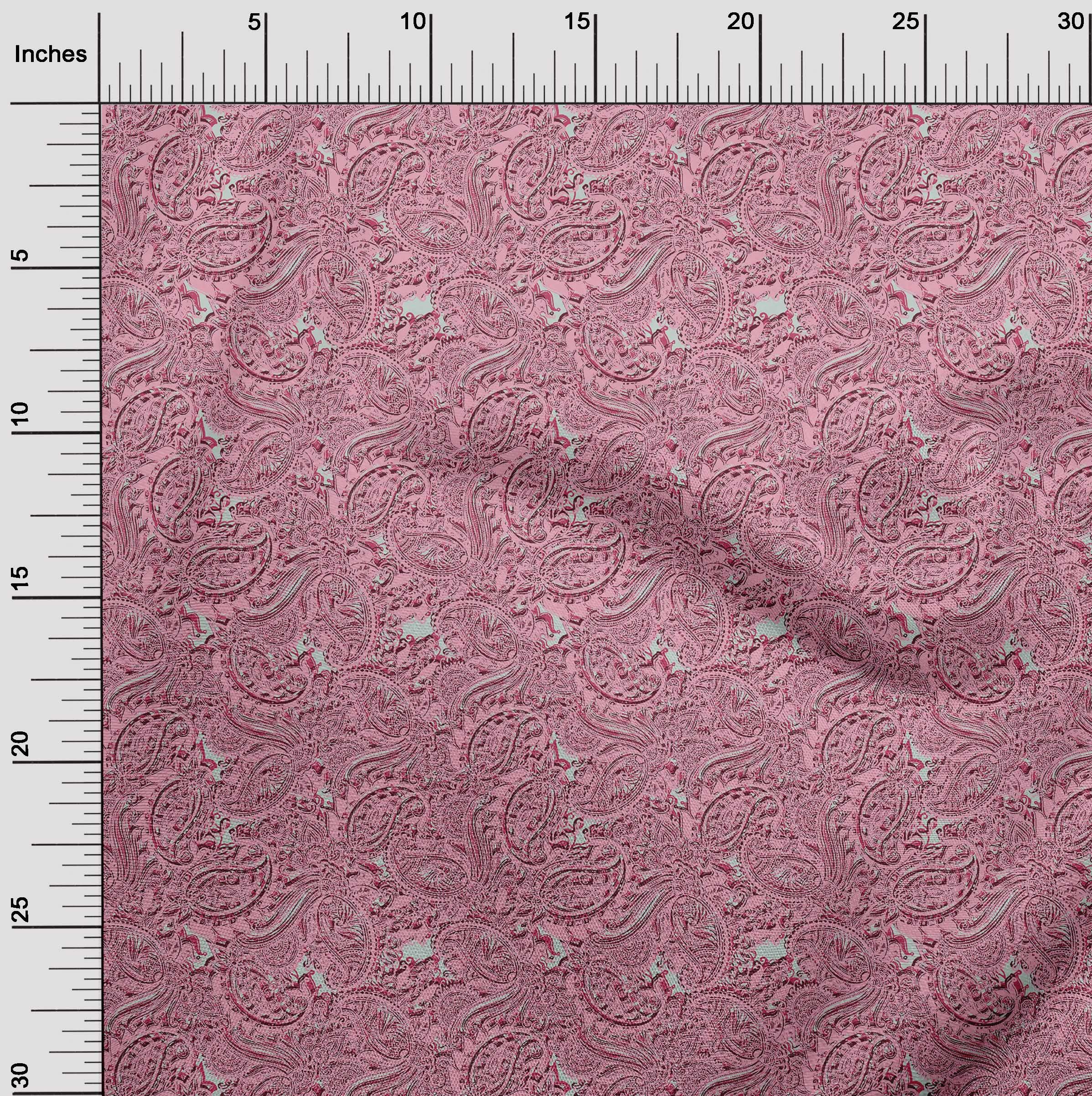 oneOone Cotton Flex Pink Kalamkari Printed Dress Fabric - 40 Inch Wide by The Yard (591) | Perfect for Ethnic Dresses, Sarees, and Home Decor Projects