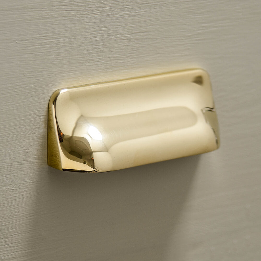 Polished Brass Hudson Drawer Handle - Vintage Cabinet Pulls for Kitchen & Bathroom - 3 Inch Center to Center Hardware - Perfect for Dresser, Cupboard & Furniture Upgrade
