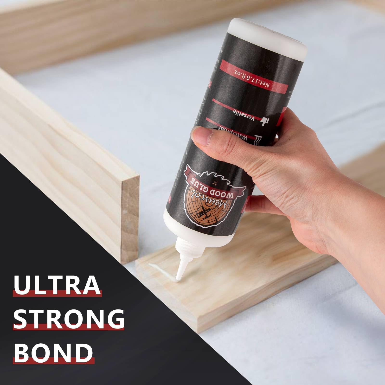 Premium Wood Glue - Heavy Duty Waterproof Adhesive for Woodworking, Furniture Repair, Cabinets & Baseboards | Fast-Drying Clear Bond for Interior & Exterior Use | Ideal for DIY Crafts, Door Fixing & Home Projects (500g)
