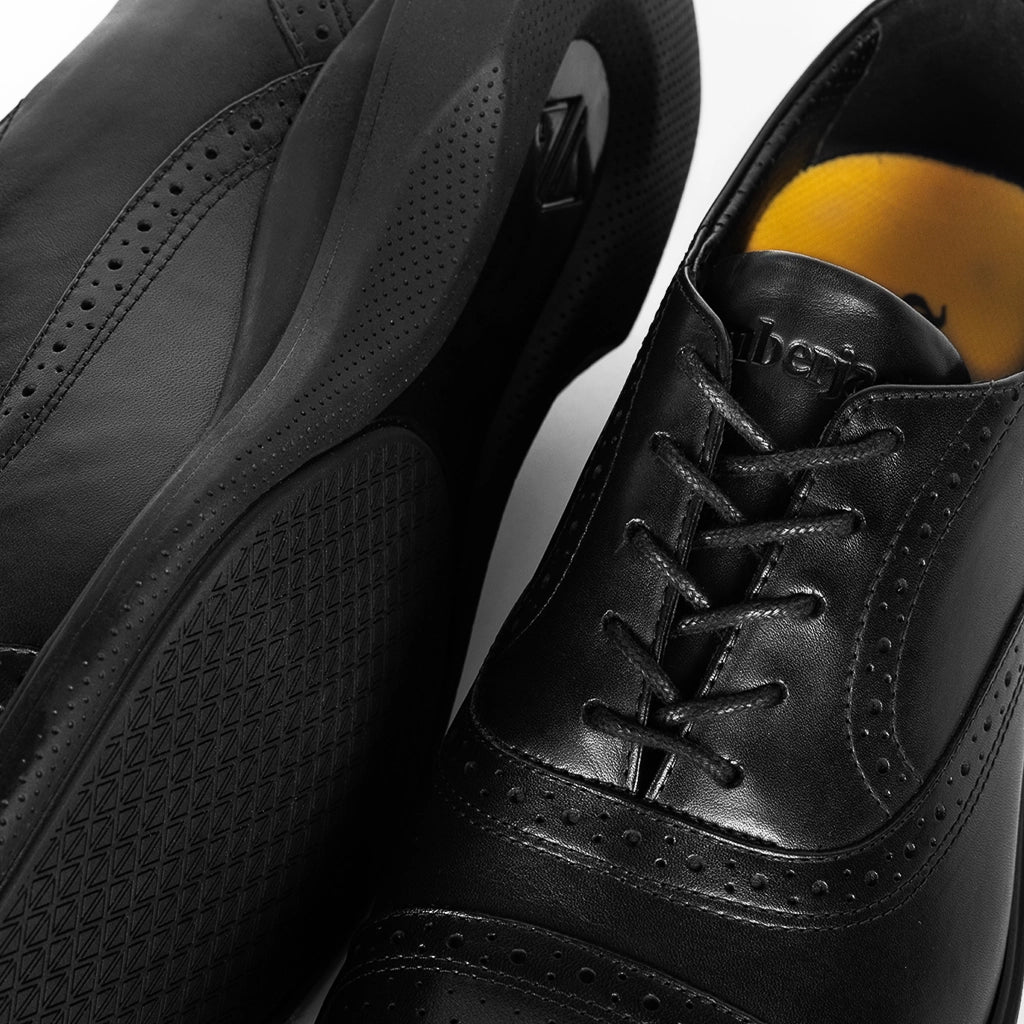 Premium Cap Toe Oxford Dress Shoes for Men - Classic Obsidian Black Leather - Perfect for Business, Weddings & Formal Events