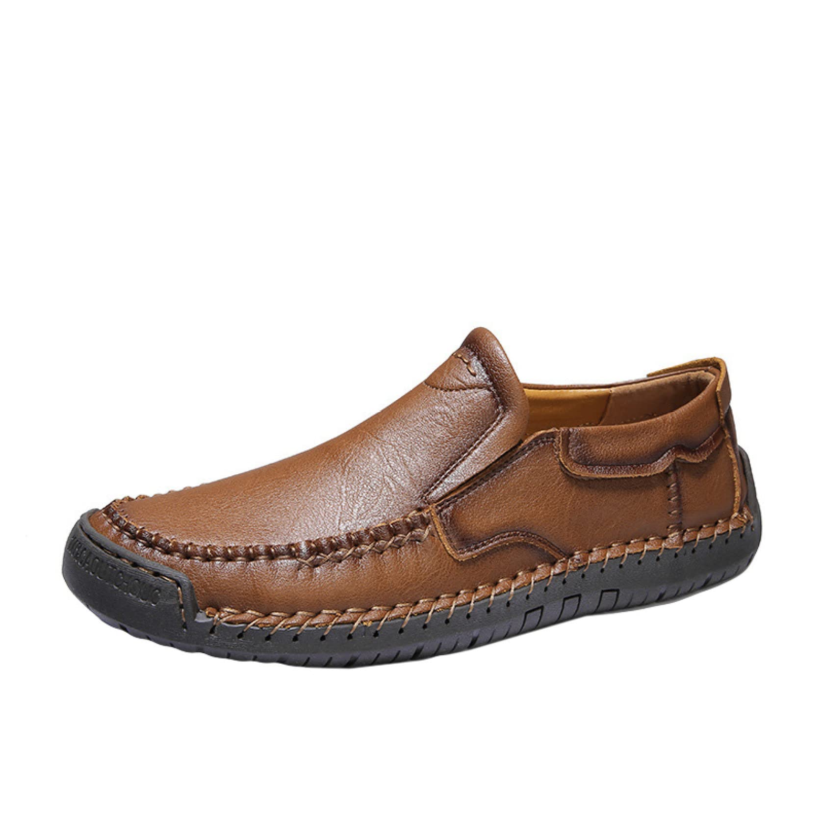 Hoxekle Men's Handmade Leather Loafers - Comfortable Slip-On Casual Shoes for Walking, Office & Outdoor Wear - PU Leather Flat Loafers for Men's Fashion & Leisure