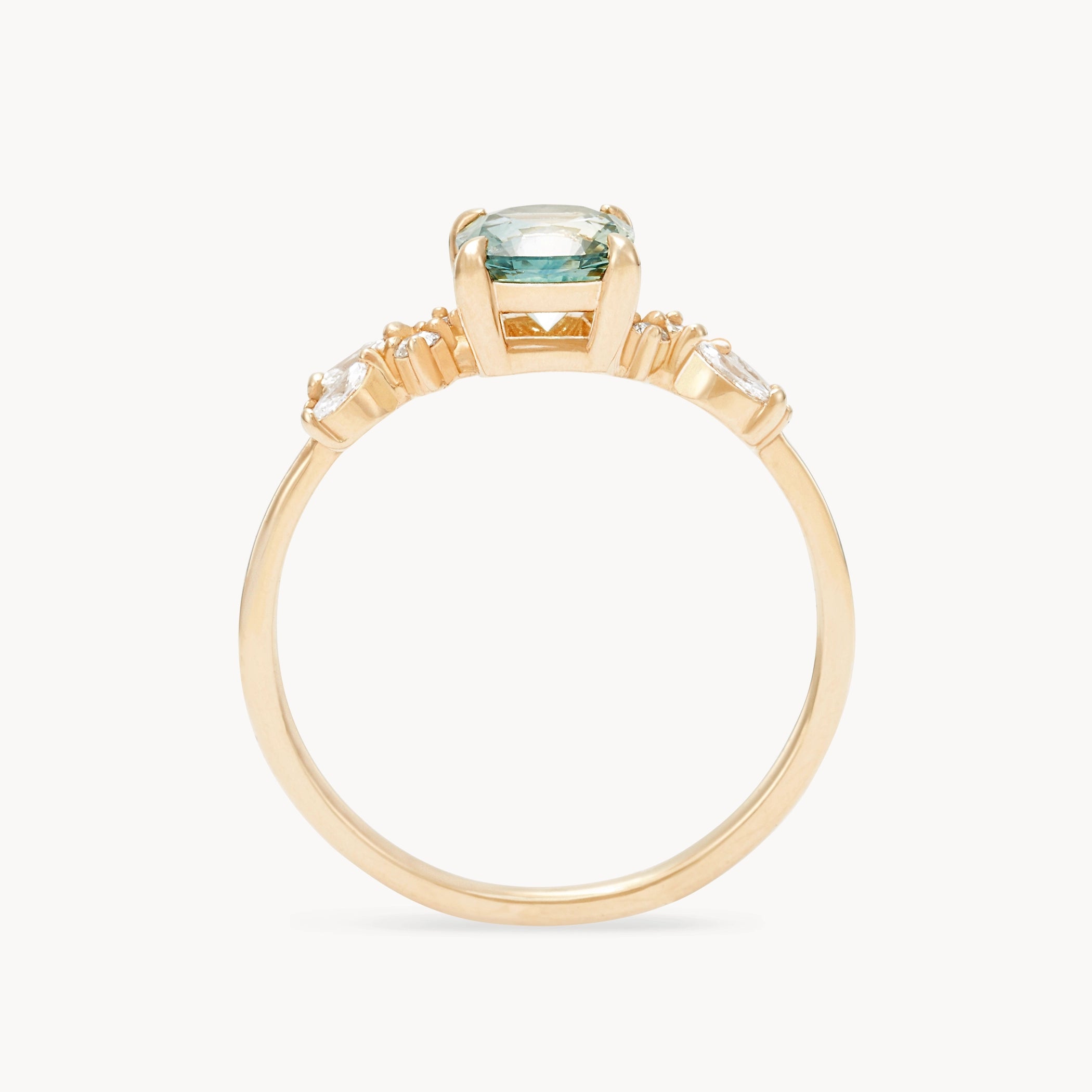 Wildflower Grace Unique Engagement Ring - 14K Yellow Gold, Cushion Cut Sapphire & Brilliant Diamonds | Perfect for Proposals, Anniversaries & Special Occasions