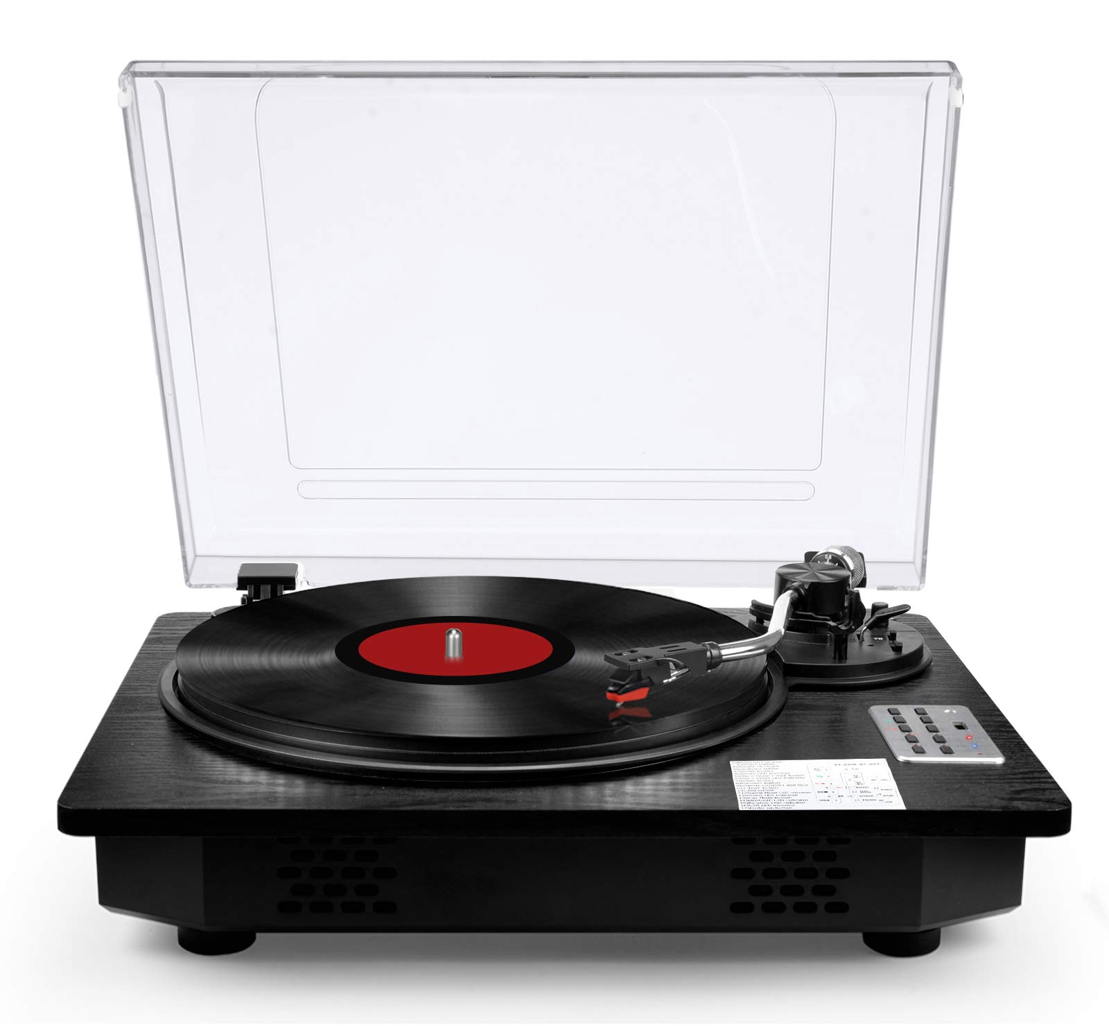 Wireless Bluetooth Vinyl Record Player with Built-in Speakers - USB, FM Radio, Adjustable Speed & Counterweight - Perfect for Home Entertainment & Music Lovers