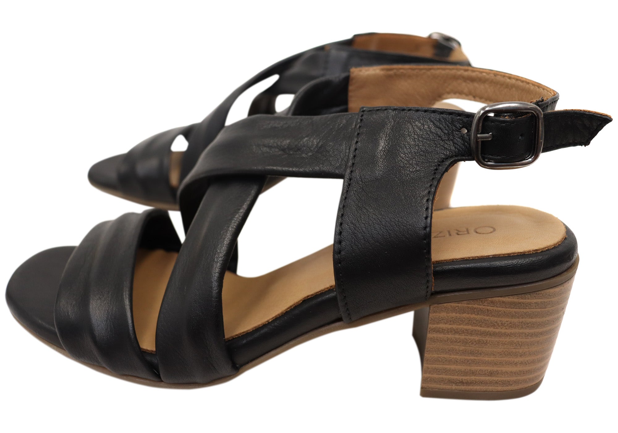 Orizonte Auckland Women's Comfortable European Leather Mid Heel Sandals - Perfect for Office, Wedding & Summer Outfits