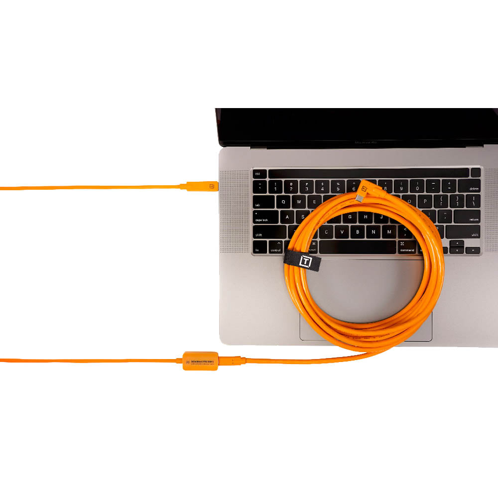 TetherBoost Pro 5m (15ft) USB C to USB C Extension Cable for Gaming Controllers - High Visibility Orange - Perfect for PS5, Xbox & PC Gaming Setups