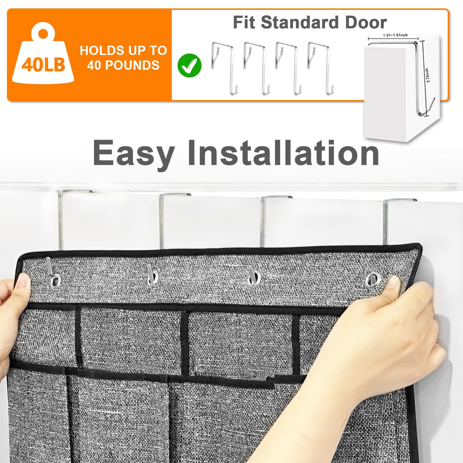 Homyfort Over the Door Shoe Organizer - 24 Large Pockets Hanging Shoe Rack for Closet Storage, Space Saving Solution for Men, Women & Kids Shoes (Black) | Perfect for Cruise, Dorm, Apartment & Small Space Organization