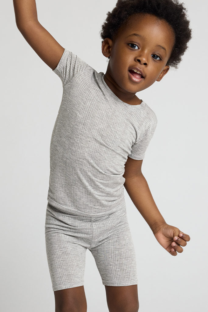 My Mini Tee & Short Set in Heather Grey - Soft Cotton Kids Outfit for Playtime & Casual Wear