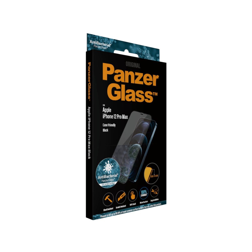 PanzerGlass Edge to Edge Screen Protector for iPhone 12 Pro Max - Tempered Glass, Anti-Scratch, HD Clear, Full Coverage (Black) - Perfect for Work, Travel & Everyday Protection