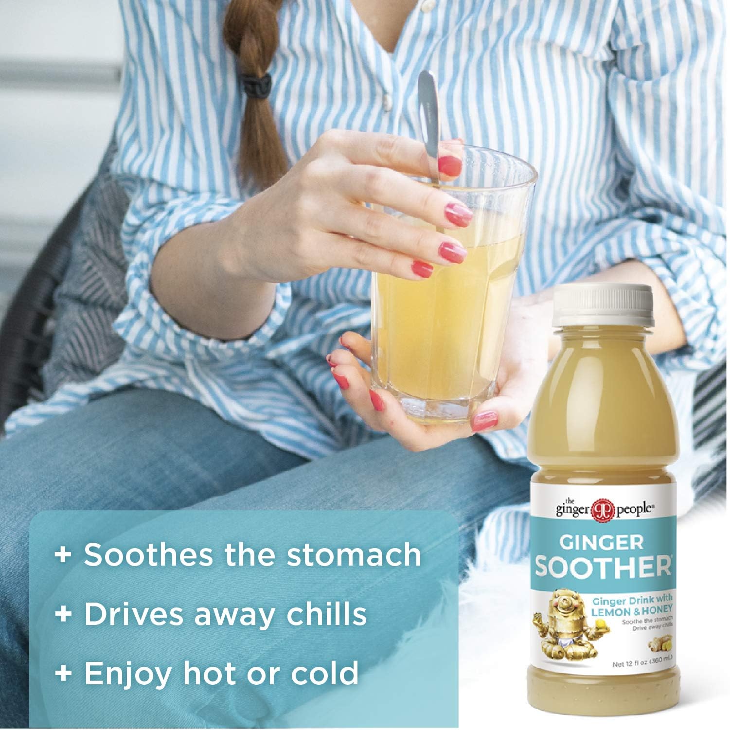 Organic Ginger Soother with Lemon & Honey - 288 Fl Oz (Pack of 24) - Immune Support, Digestive Aid & Cold Relief - Perfect for Tea, Smoothies & Wellness Drinks
