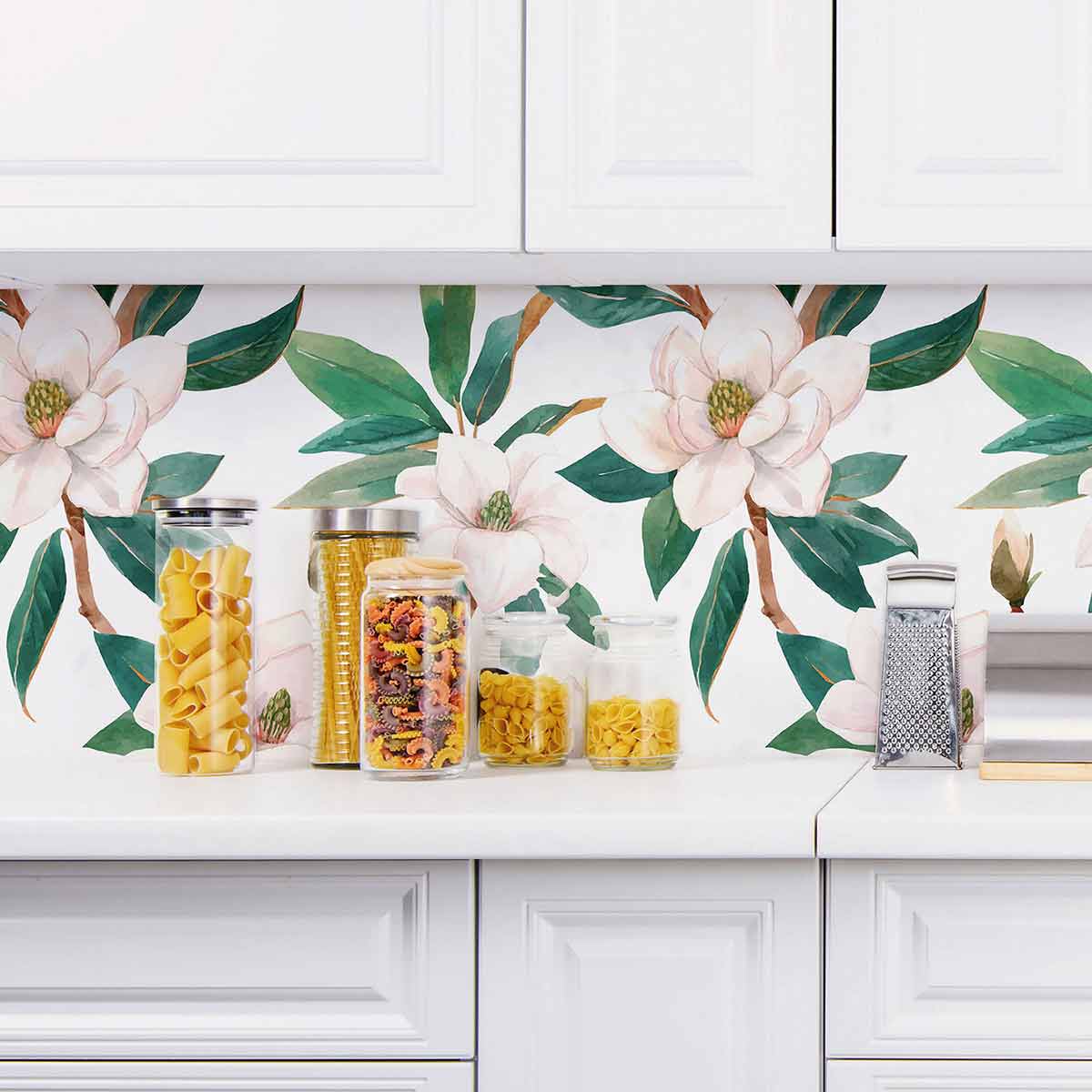 Green Floral Peel and Stick Removable Wallpaper - Self-Adhesive Decorative Wall Covering for Bedroom, Living Room, and Home Office Decor