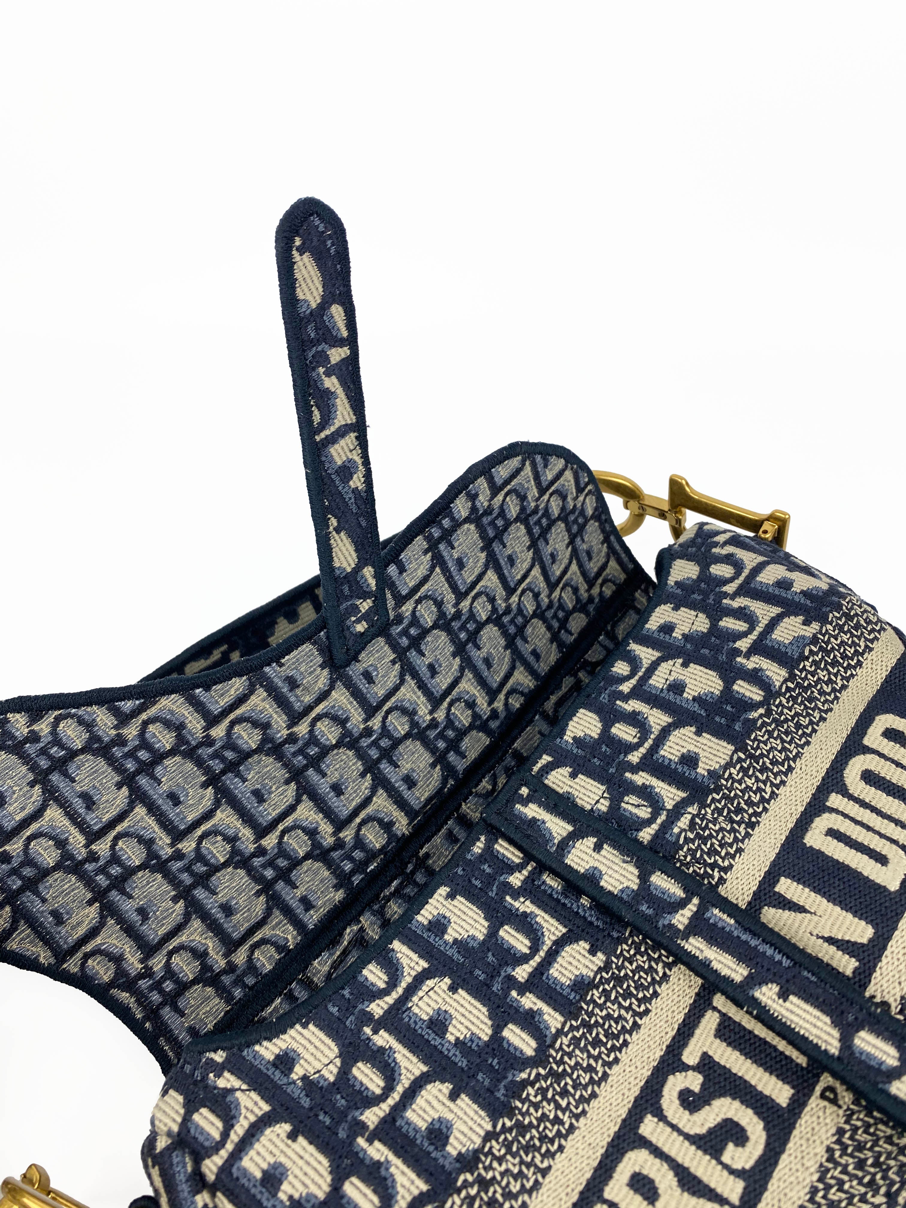 Christian Dior Blue Oblique Saddle Bag - Luxury Designer Crossbody Purse for Women | Perfect for Date Night, Parties & Special Occasions