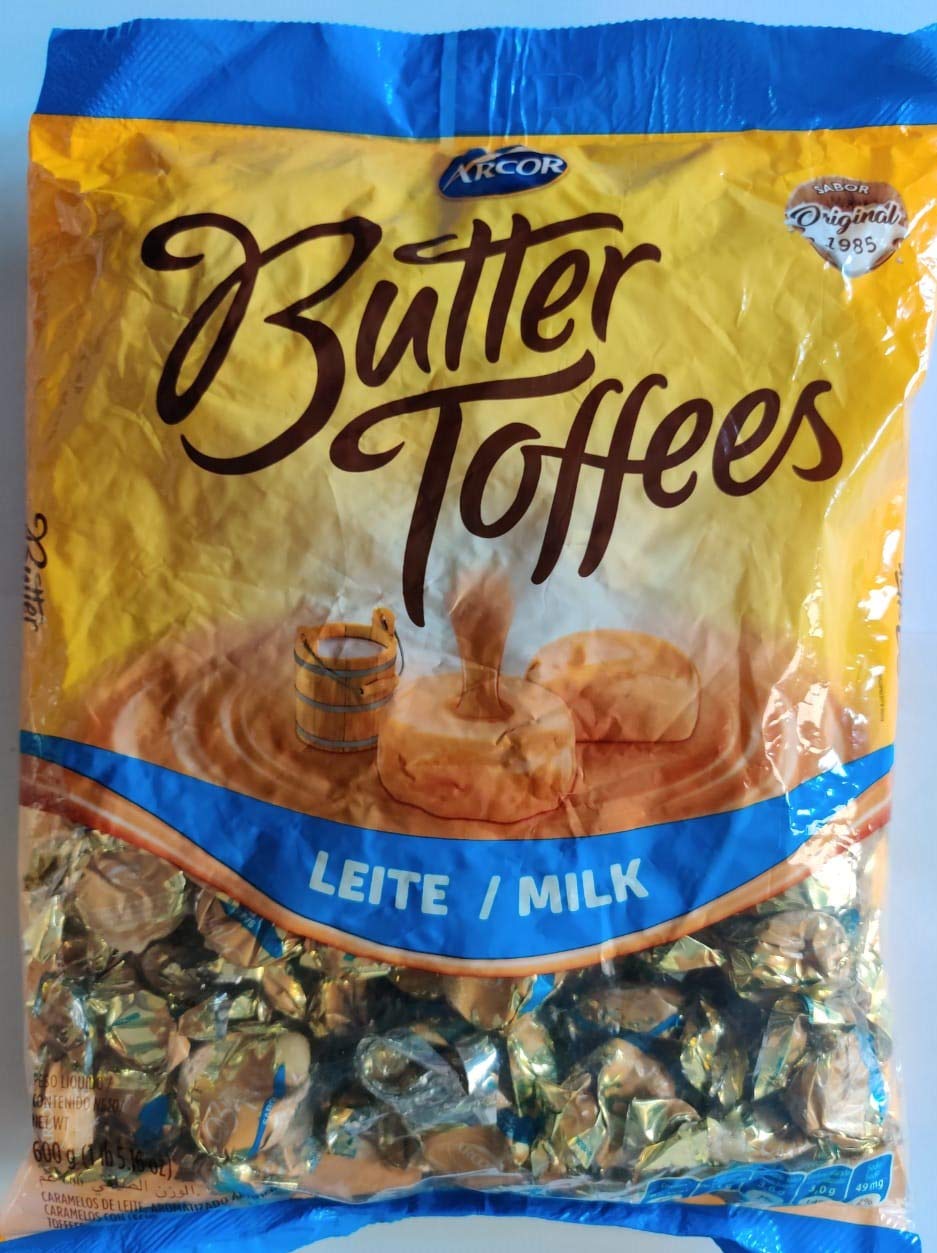 ARCOR Bala Butter Toffees Leite 600g (1.5 lbs) - Creamy Milk Caramel Flavor Candy - Perfect for Parties, Gifts & Sweet Cravings