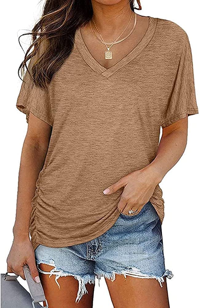 Women's Summer Tops - Trendy Petal Sleeve Loose Fit Casual T-Shirts | Breathable Short Sleeve Blouses for Beach, Vacation & Everyday Wear