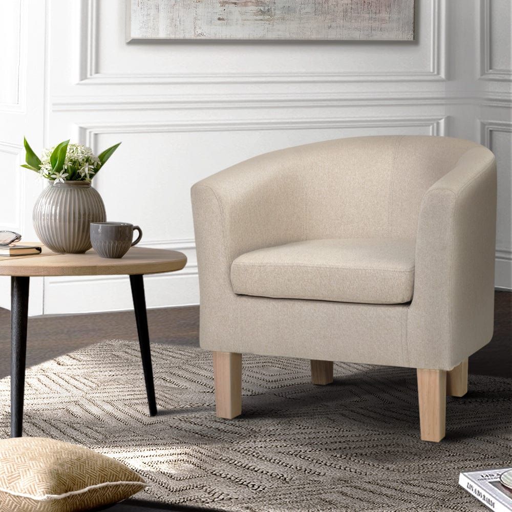 Comfortable Abby Armchair & Sofa Chair in Beige - Perfect for Living Room, Bedroom, or Office Relaxation