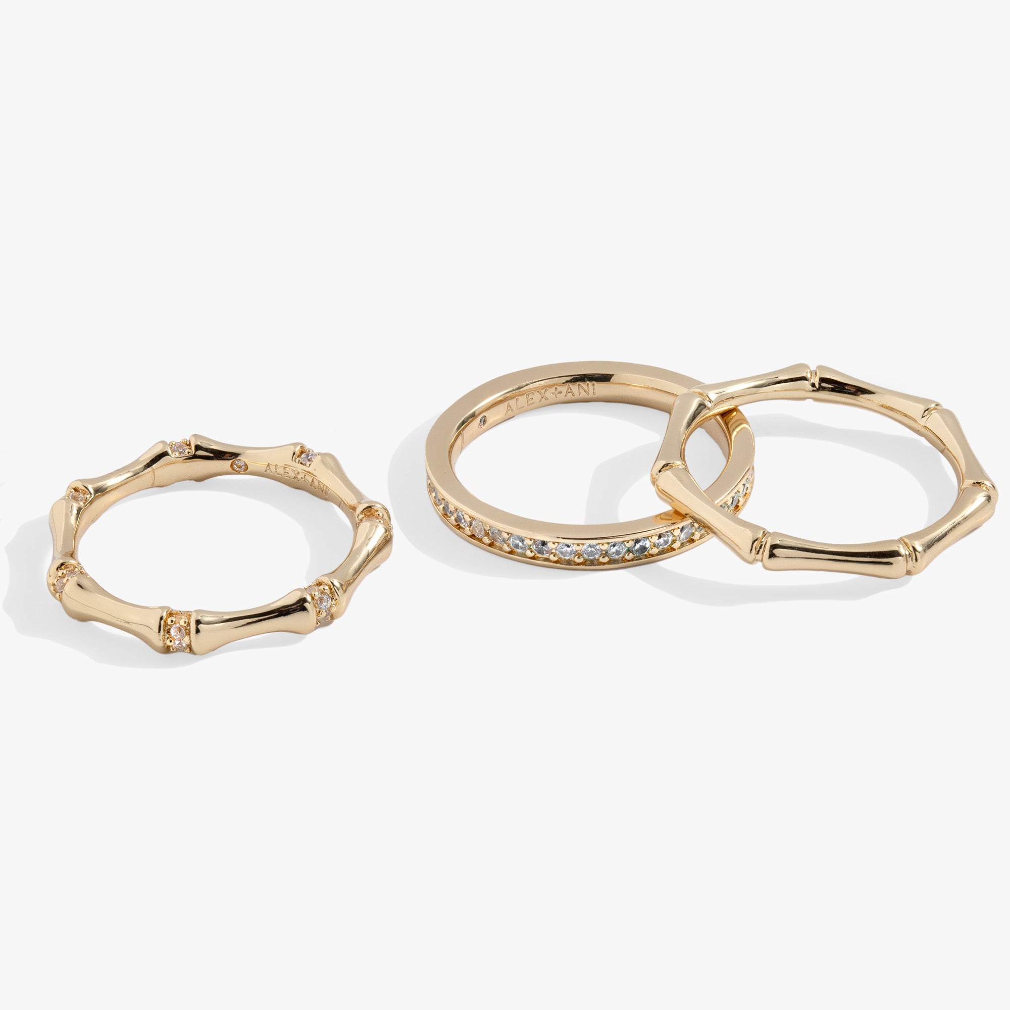 Elegant Bamboo Trio Ring Set for Women - Dainty Stackable Rings - Perfect for Everyday Wear, Gift Giving & Boho Jewelry Lovers