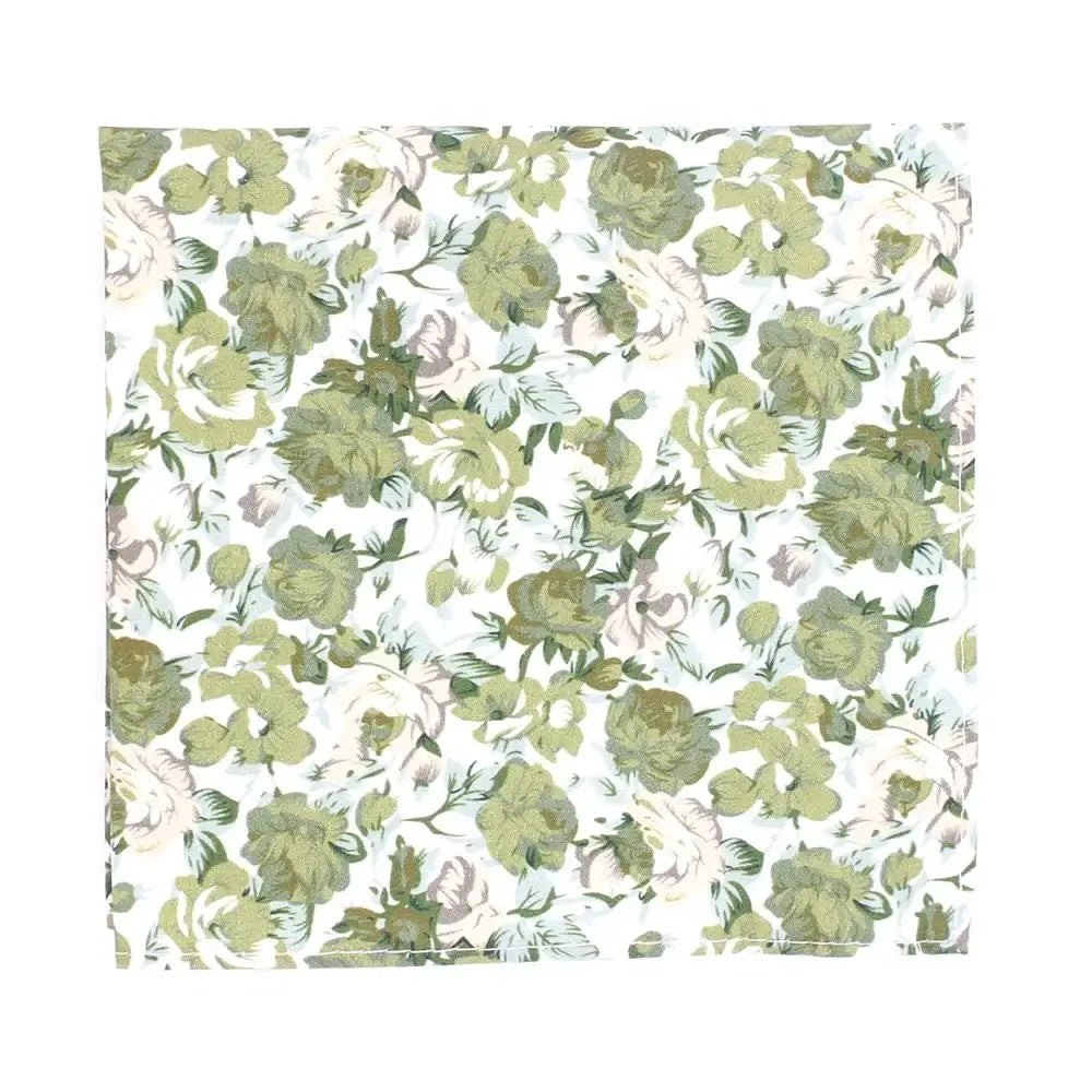 L A Smith Sage Beautiful Floral Tie and Hank Set - Elegant Accessories for Weddings, Parties & Special Occasions