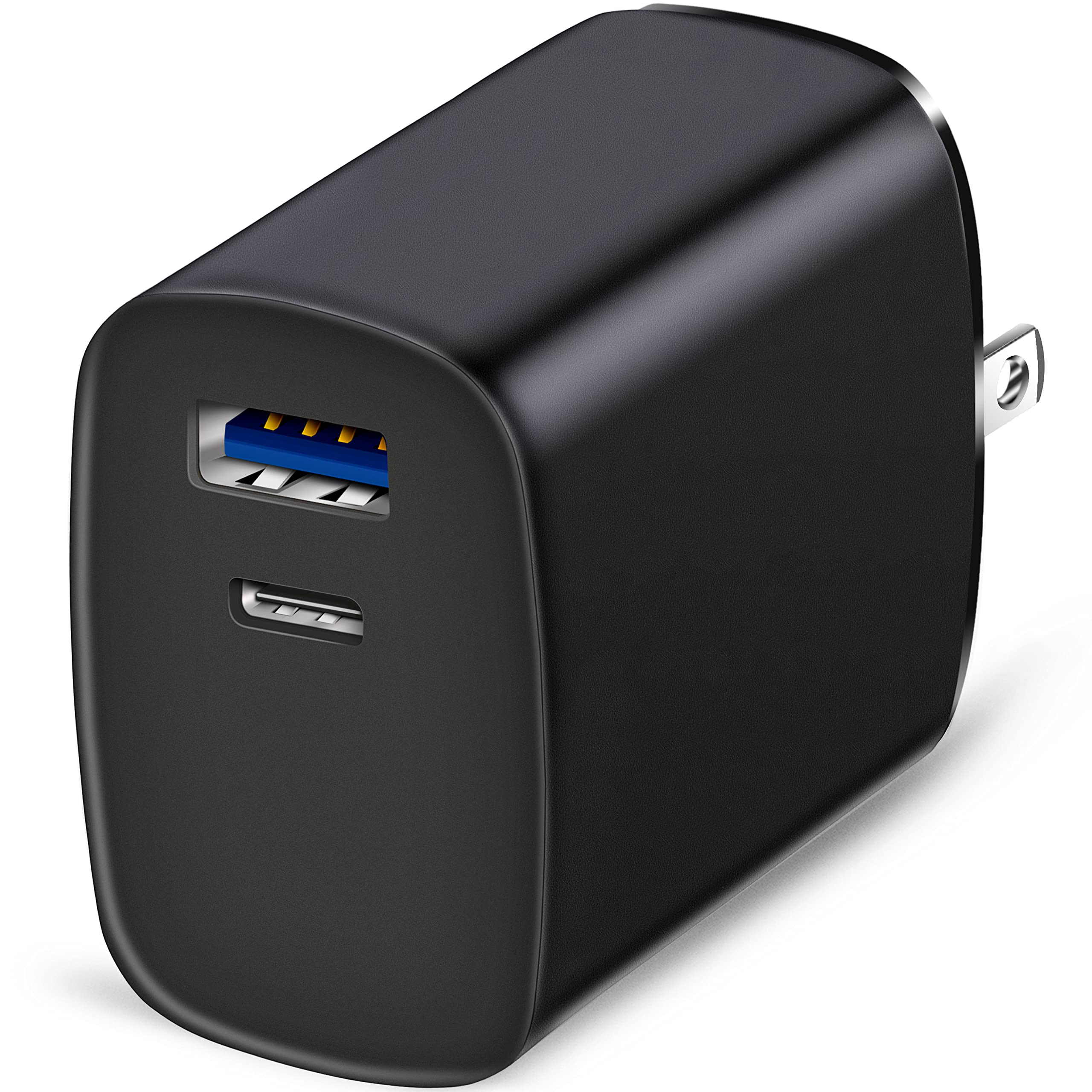 Deegotech 20W Dual Port USB C Wall Charger with PD Fast Charging - Foldable Power Adapter for iPhone 13/12/11/X Series, iPad, Samsung Galaxy - Perfect for Home, Office & Travel (Black)