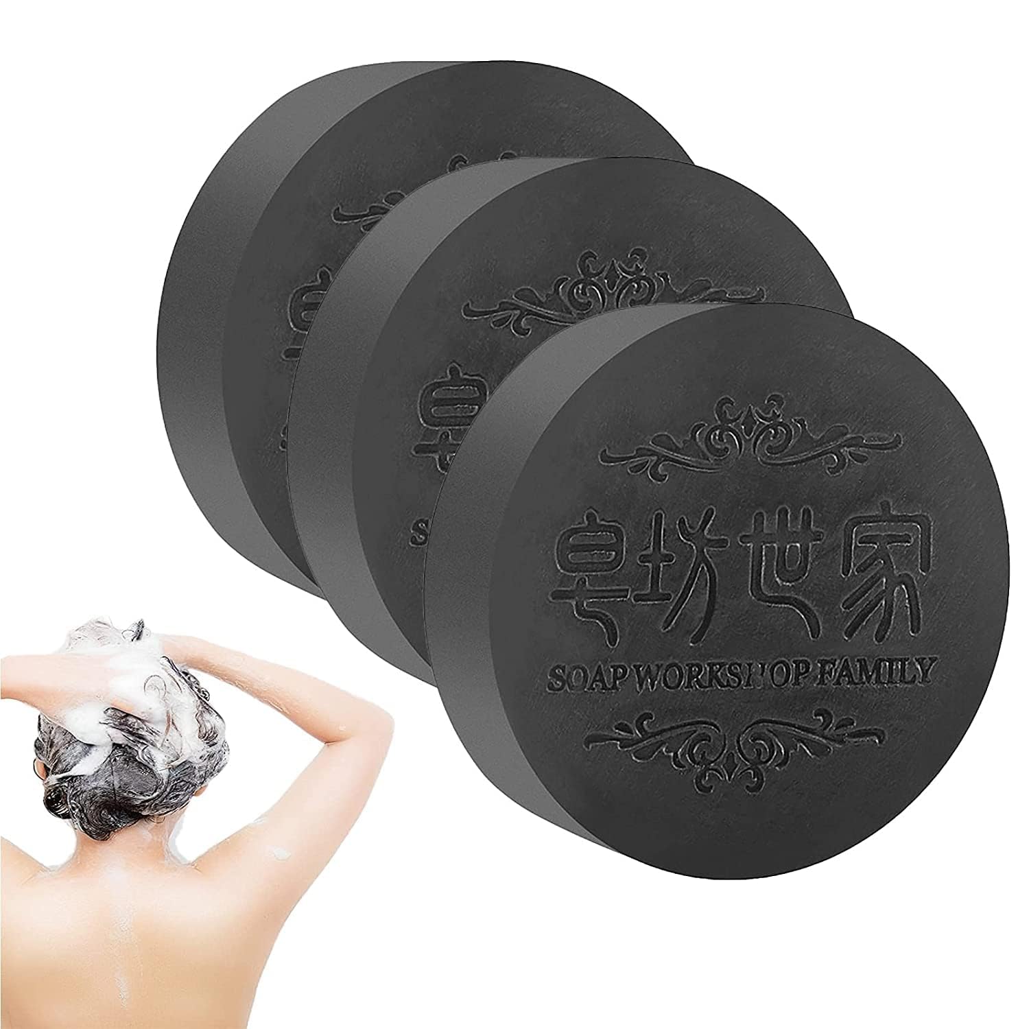 Black & Thick Hair Fallopia Multiflora Shampoo Bar with He Shou Wu Extract - Natural Hair Growth & Scalp Care Shampoo Soap for Men & Women, Deep Cleansing, Prevents Hair Loss (3 Pack) - Perfect for Daily Hair Care & Travel