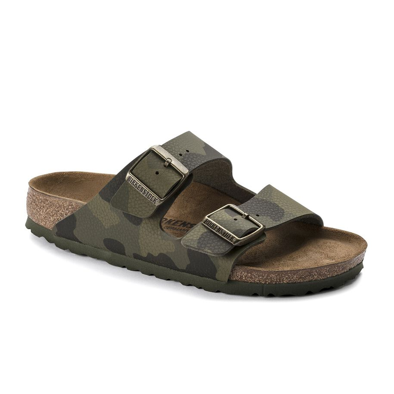 Birkenstock Arizona Narrow Slide Sandals for Women - Desert Soil Camo Green Birko-Flor | Comfortable Orthopedic Footbed | Perfect for Casual Wear, Beach & Summer Outfits