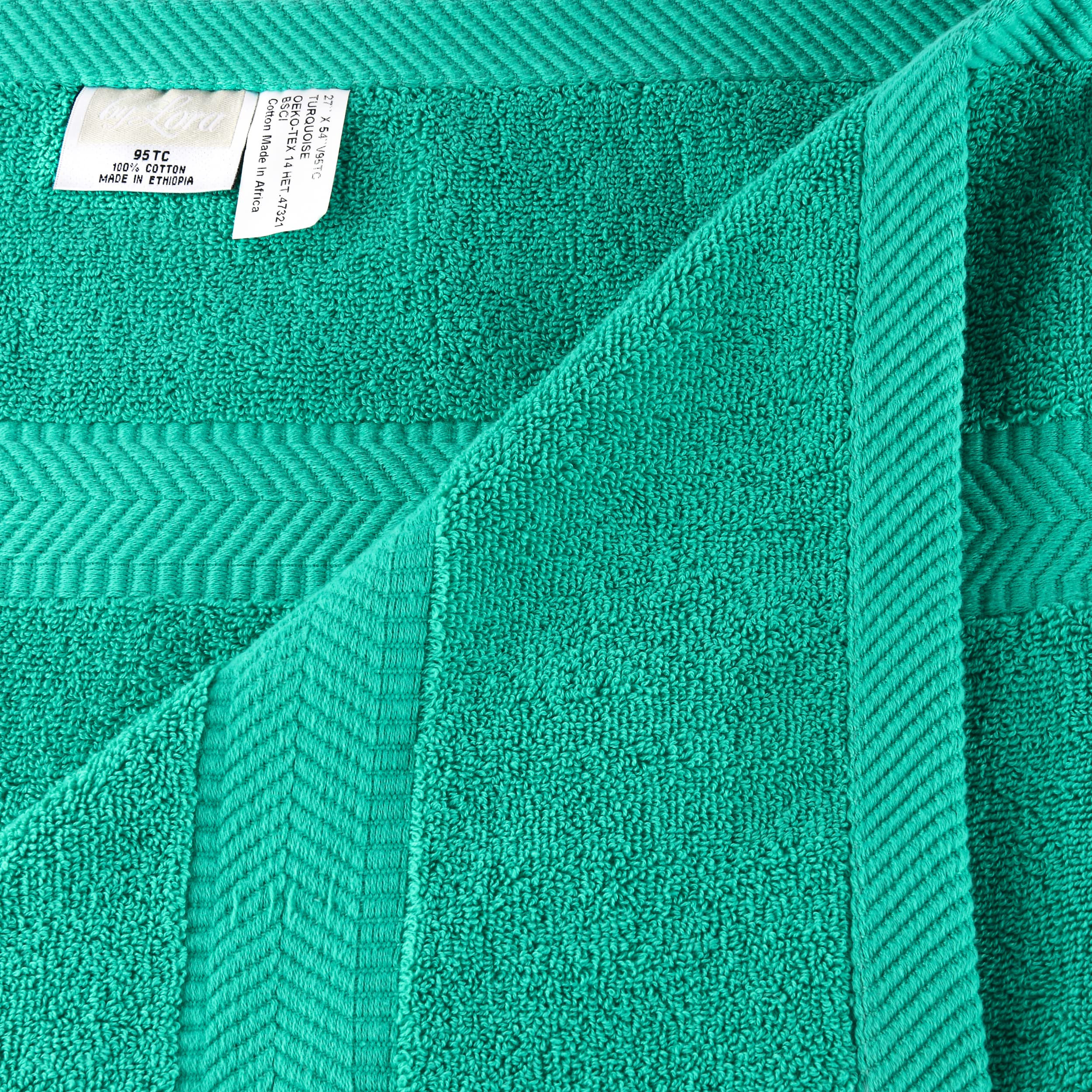 Premium Terry Cotton Bath Towel Set of 2 - Ultra Soft & Absorbent Shower Towels for Bath, Spa & Gym - Family Size Luxury Bath Sheets in Turquoise Blue - Perfect for Home, Hotel & Beach Use