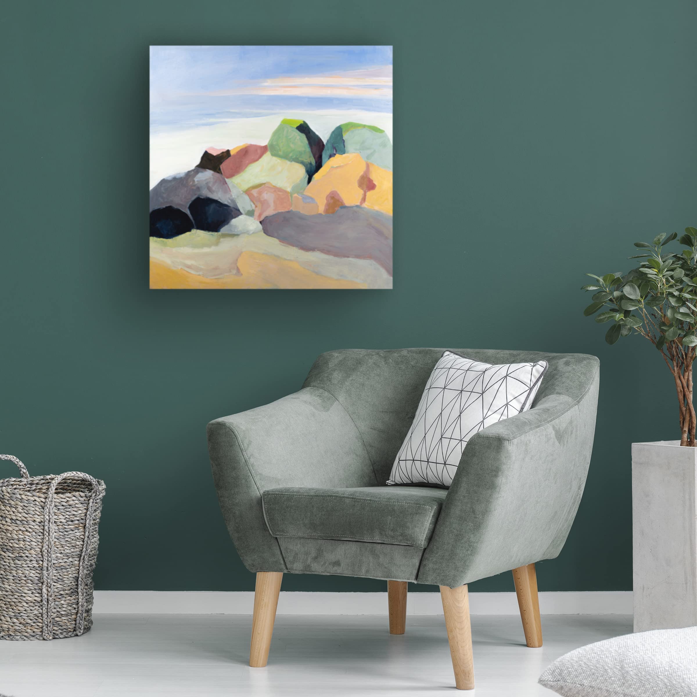 Trademark Fine Art 'Rockscape' Canvas Wall Art by Toby Gordon - Stunning Landscape Painting for Living Room, Bedroom & Office Decor