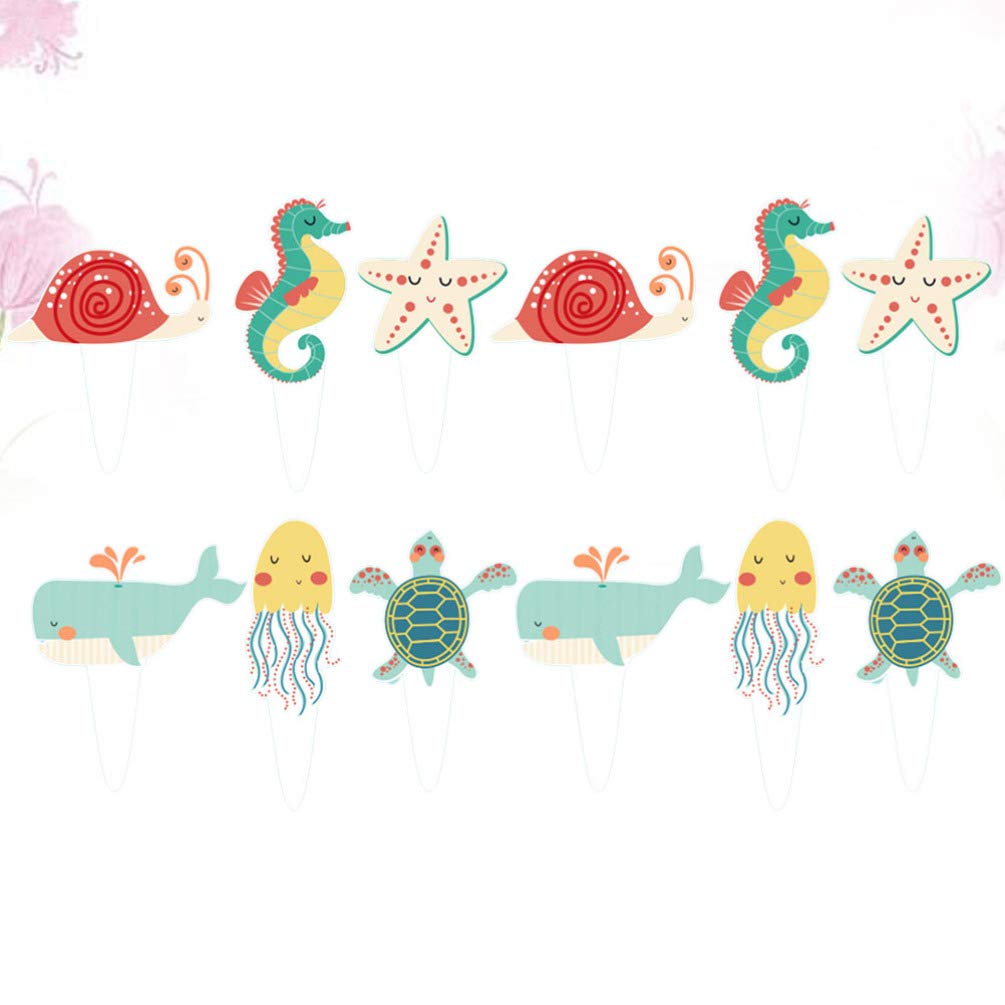 PRETYZOOM 24pcs Ocean Animal Cake Toppers - Birthday Cake Decorations for Kids, Cupcake Picks, Underwater Theme Party Supplies (Perfect for Birthday Cakes, Cupcakes, Baby Showers & Ocean-Themed Parties)