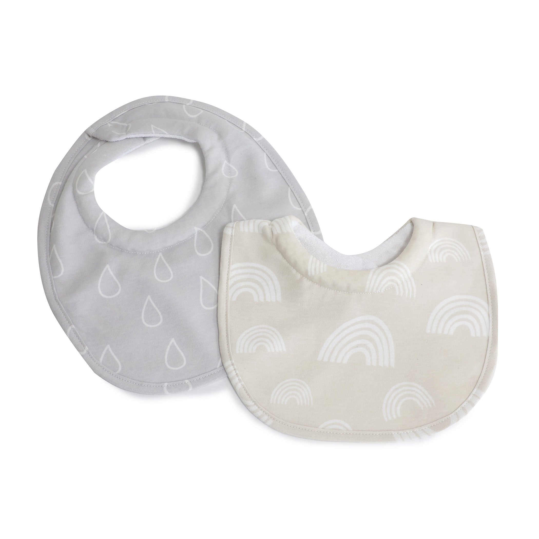 Nordic Style 2-Pack Baby Dribble Bibs - Soft Cotton Drool Bibs for Infants (Grey/Sand) - Perfect for Feeding, Teething & Everyday Use
