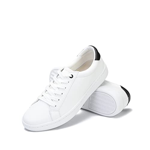 Honghaier Women's Non-Slip White Fashion Sneakers - Microfiber Leather Walking Shoes with Memory Foam for All-Day Comfort | Perfect for Work, Gym & Casual Wear