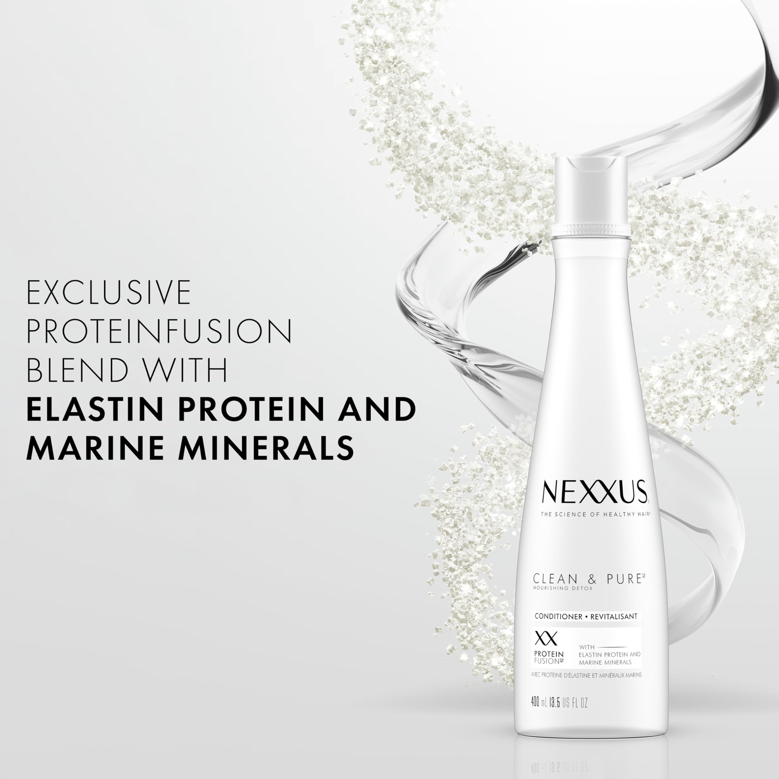 Nexxus Clean & Pure ProteinFusion Conditioner - Nourishing Hair Care, Silicone, Dye & Paraben Free - 13.5 oz | For Dry, Damaged & Color-Treated Hair | Salon-Quality Hydration at Home