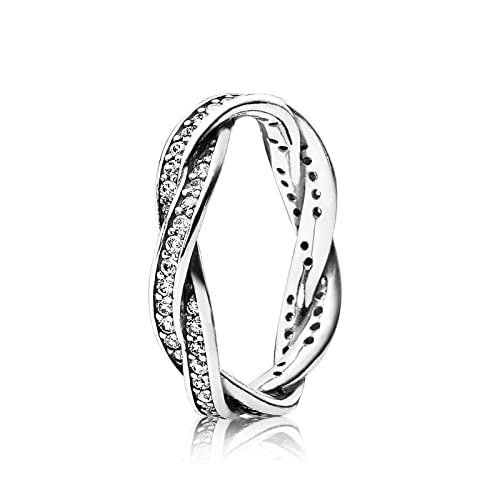 925 Sterling Silver Twist of Fate Stackable Ring for Women - Elegant Clear CZ Wedding Band, Promise Ring or Anniversary Jewelry - Perfect for Bridal, Engagement, Gift Giving and Special Occasions