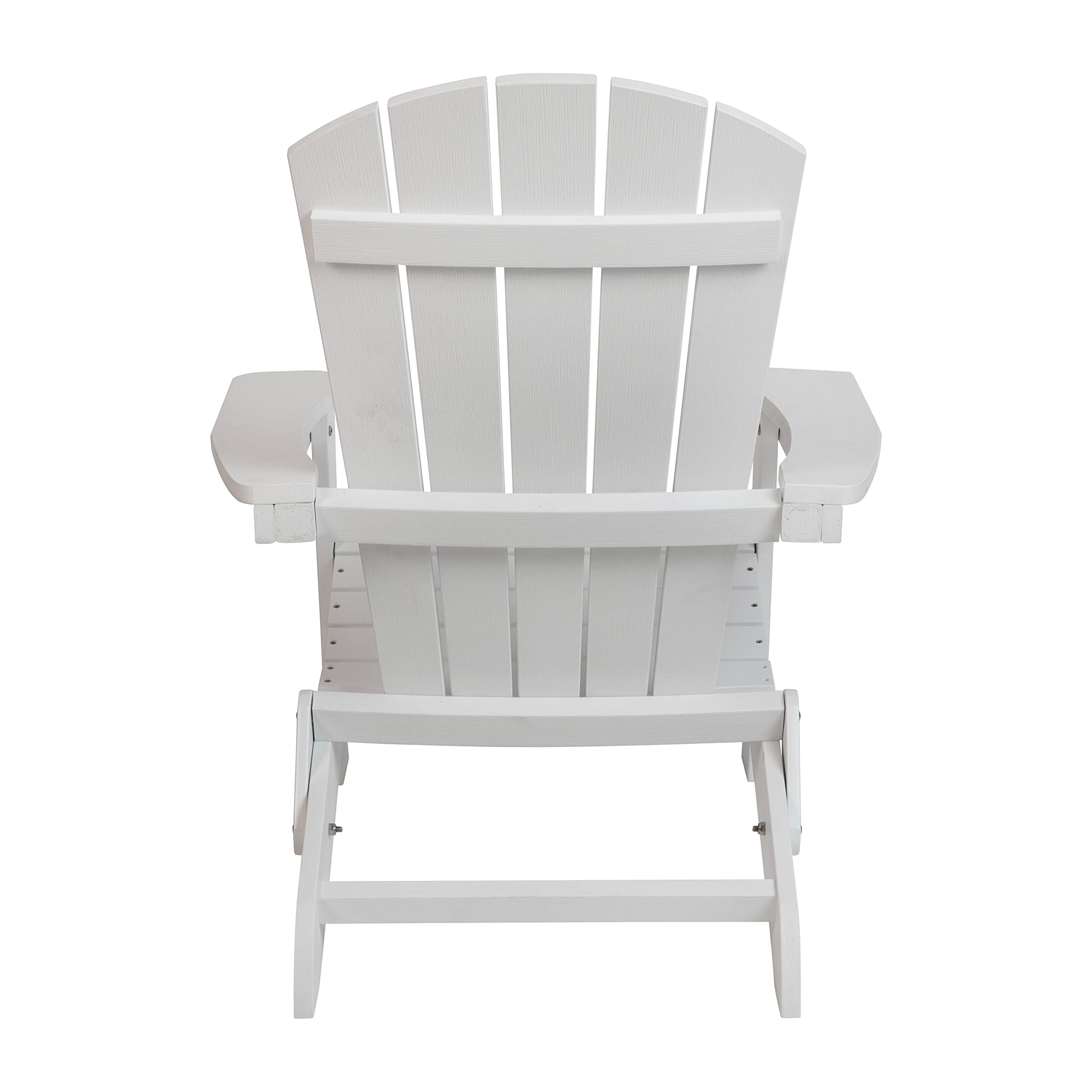 EMMA + OLIVER White All-Weather Poly Resin Folding Adirondack Chair - Outdoor Patio Furniture for Garden, Poolside & Backyard Relaxation
