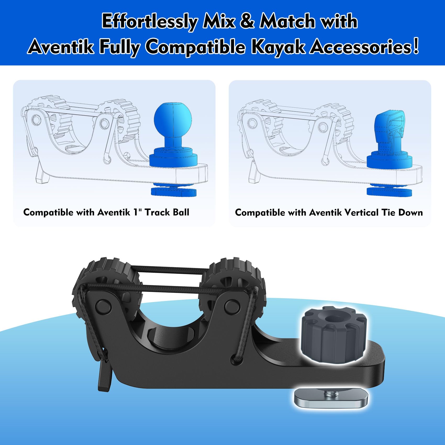 2-Piece Extendable Kayak Paddle Holder - Kayak Track Mount Accessories for Standard Paddles & Oars - Durable Kayak Rail Accessories for Fishing Kayaks | Perfect for Kayak Fishing, Paddle Storage & Water Sports