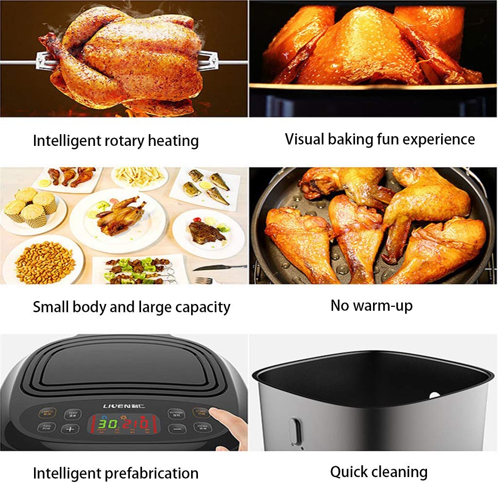 8L Large Capacity Air Fryer Oven - Smart Multi-Function Deep Fryer & Baking Machine for Healthy Cooking, Black (30x36x28cm) - Perfect for Frying, Baking, Roasting & Reheating Family Meals